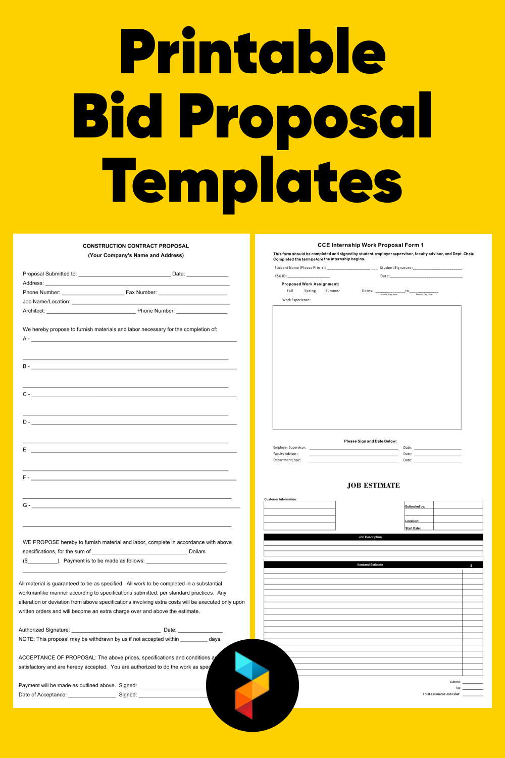 21 Best Free Printable Bid Proposal Templates - printablee.com In Free Construction Proposal Template Word