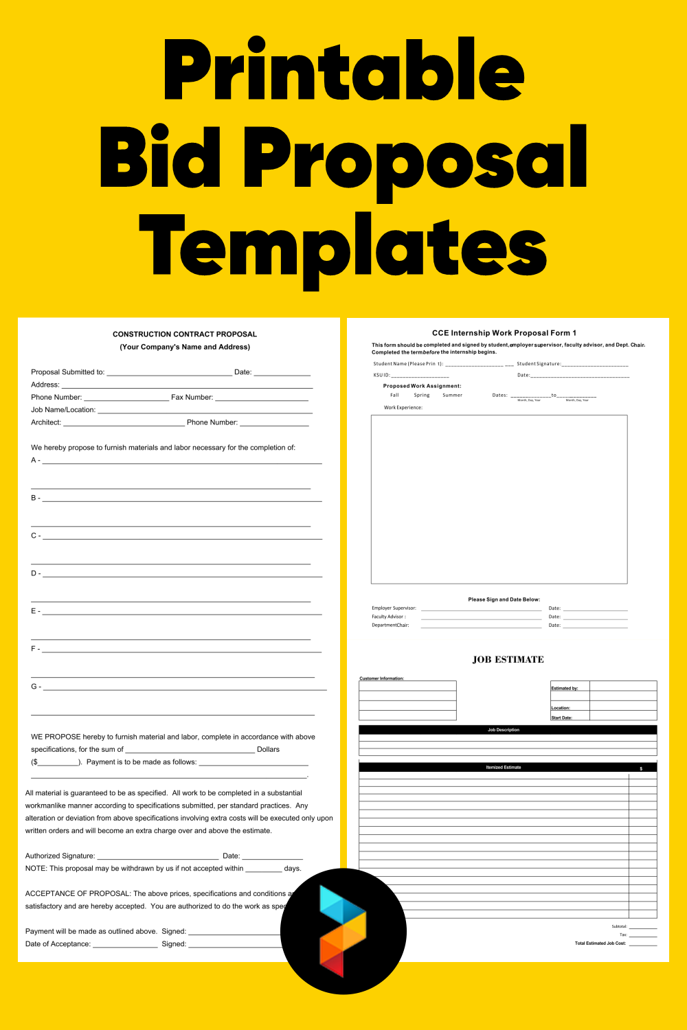 Free Printable Bid Proposal Forms   Printable Bid Proposal Templates Pin 236271 