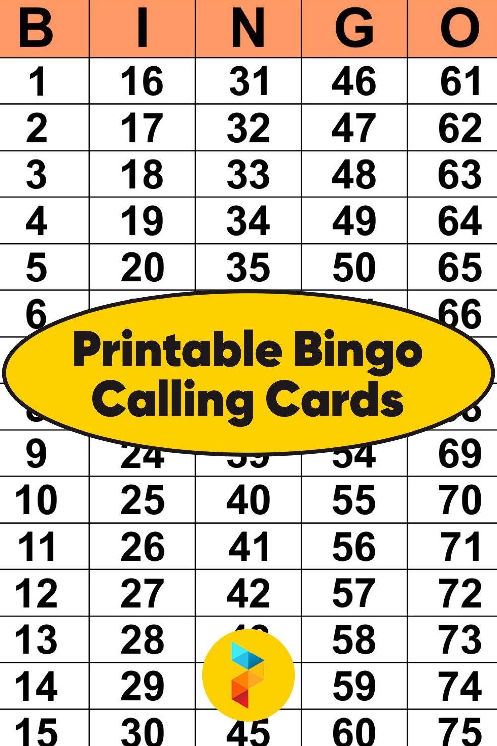 Bingo Calling Cards Free Printable - High Resolution Printable