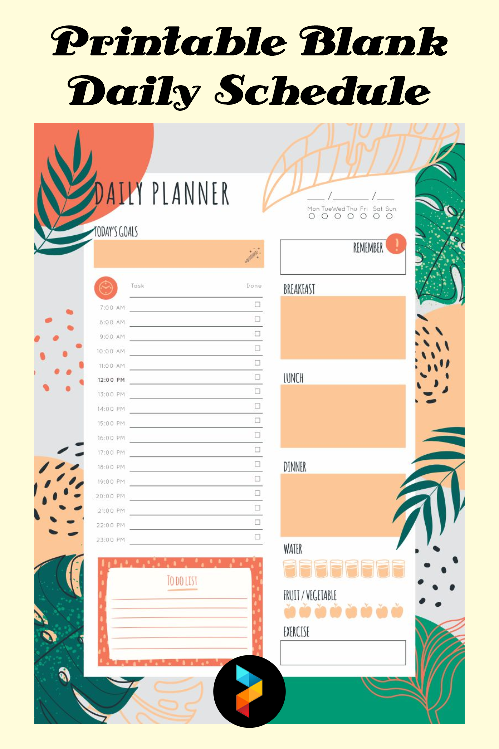 schedule template free daily vector