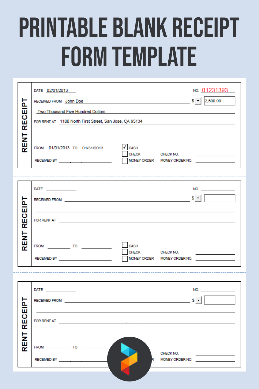 25 Best Printable Blank Receipt Form Template - printablee.com For Blank Money Order Template
