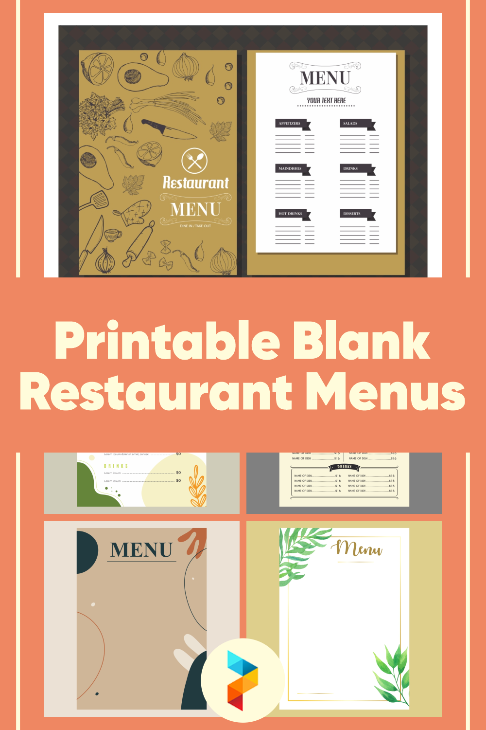 Printable Blank Restaurant Menus