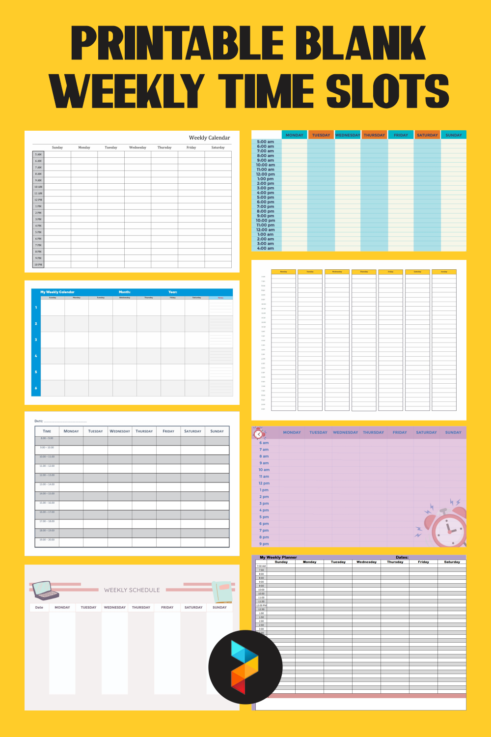 10 Best Printable Blank Weekly Time Slots PDF for Free at Printablee