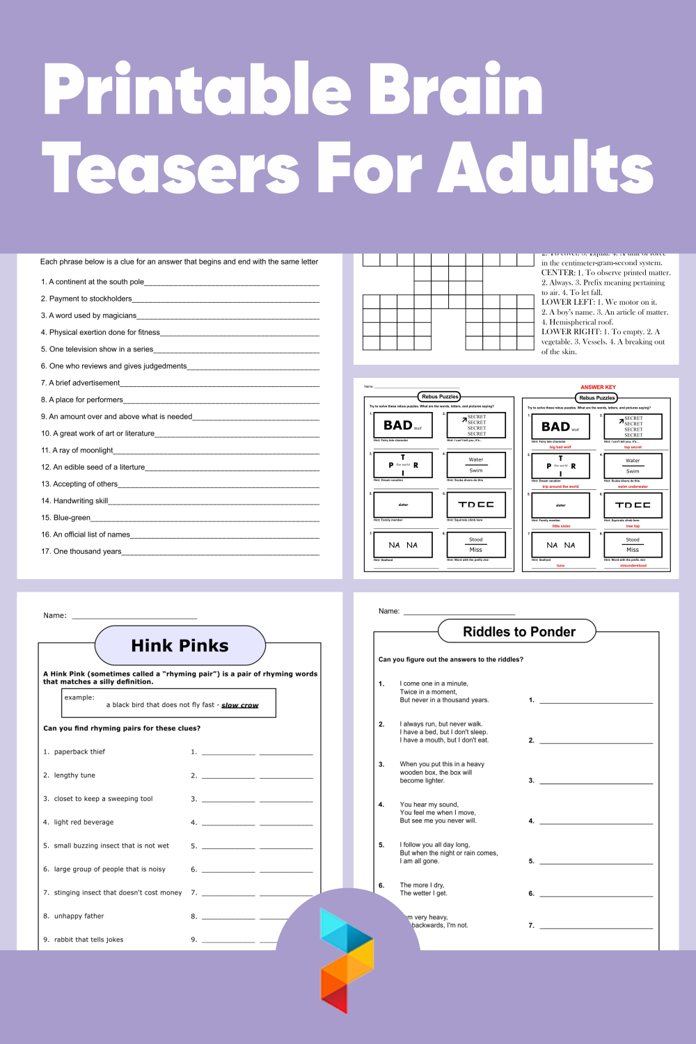 Brain Teasers For Seniors Printable With Answers