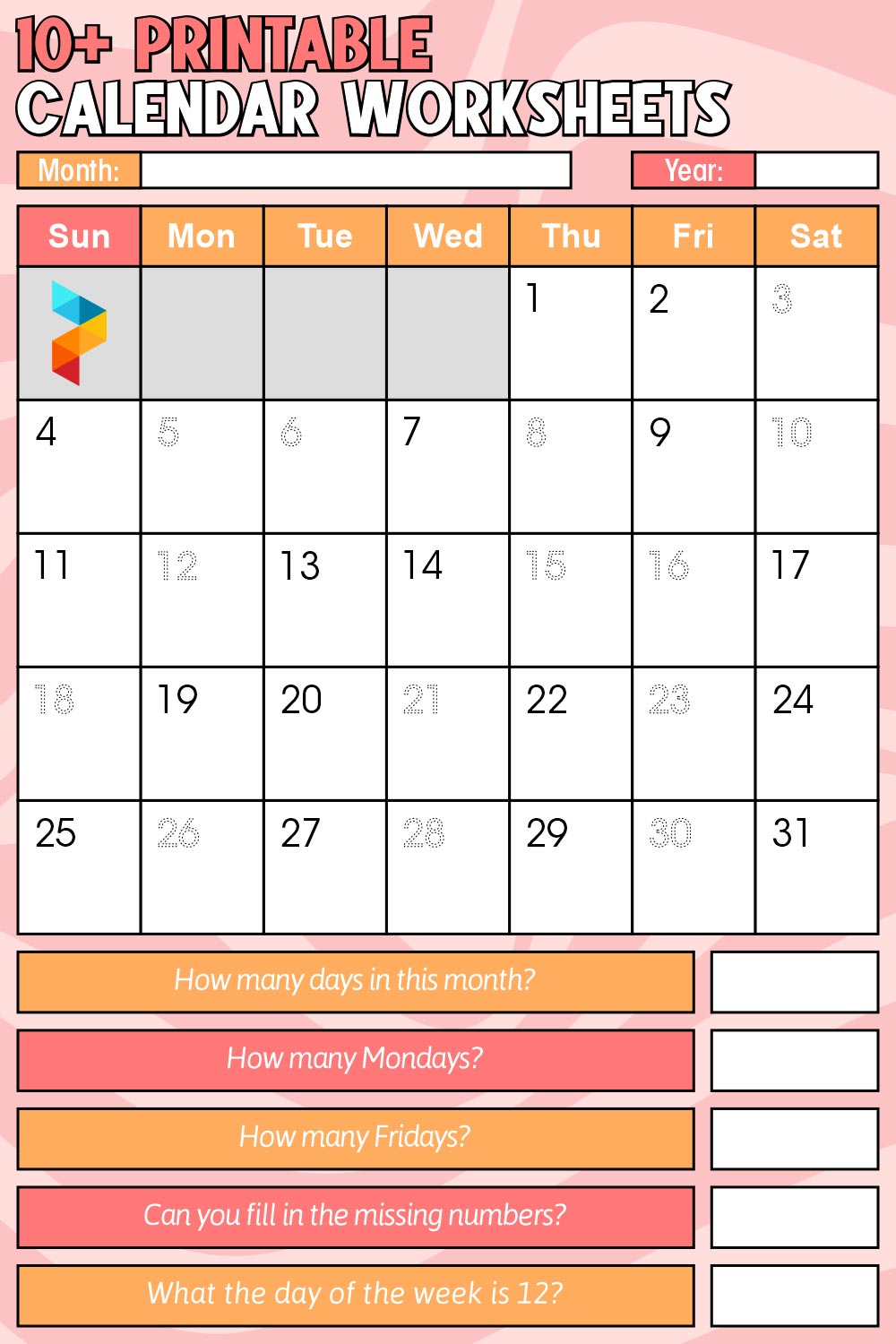 Printable Calendar Worksheets