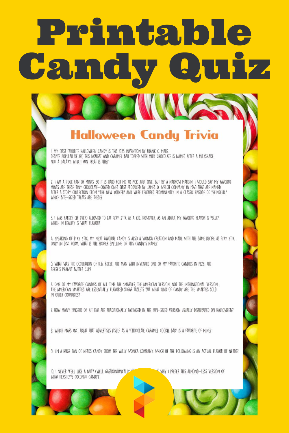 10 Best Free Printable Candy Quiz Printablee Com