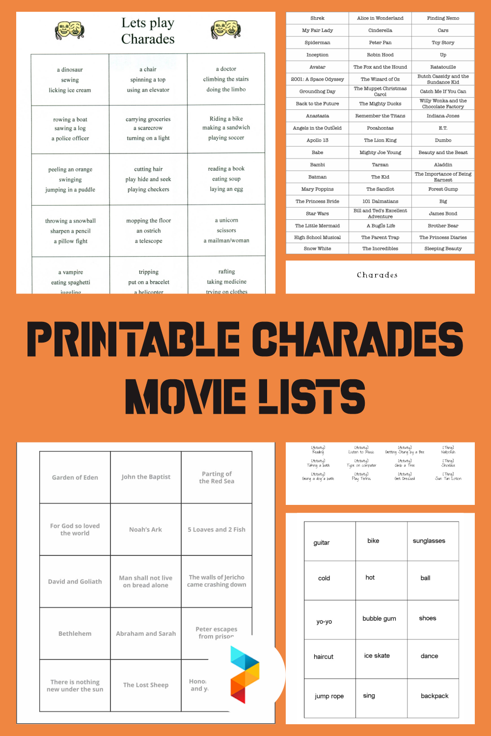 10 Best Printable Charades Movie Lists Printableecom Images