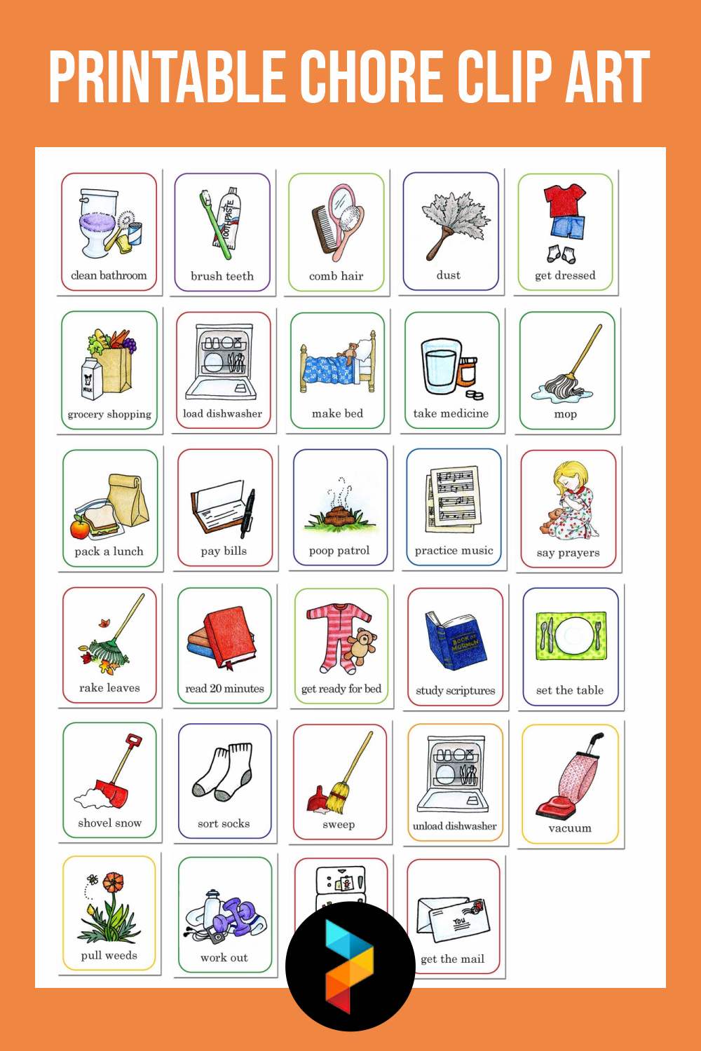 10 best free printable chore clip art printablee com