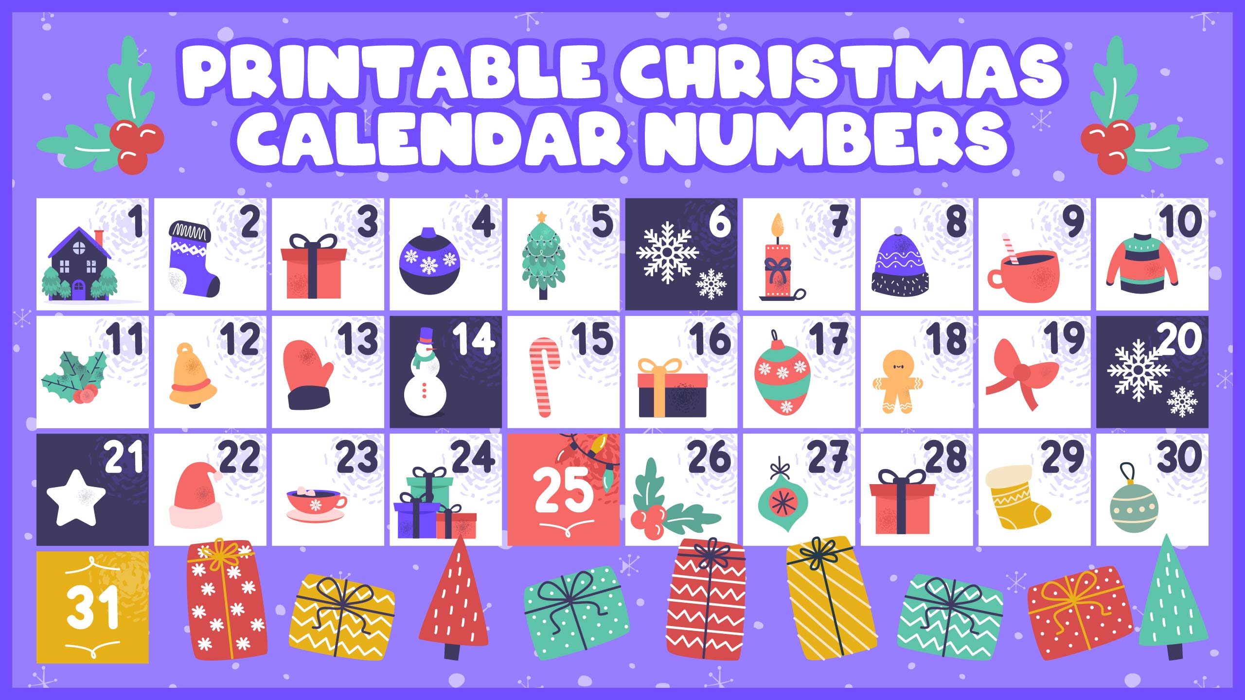Christmas Calendar Numbers Christmas Calendar Numbers