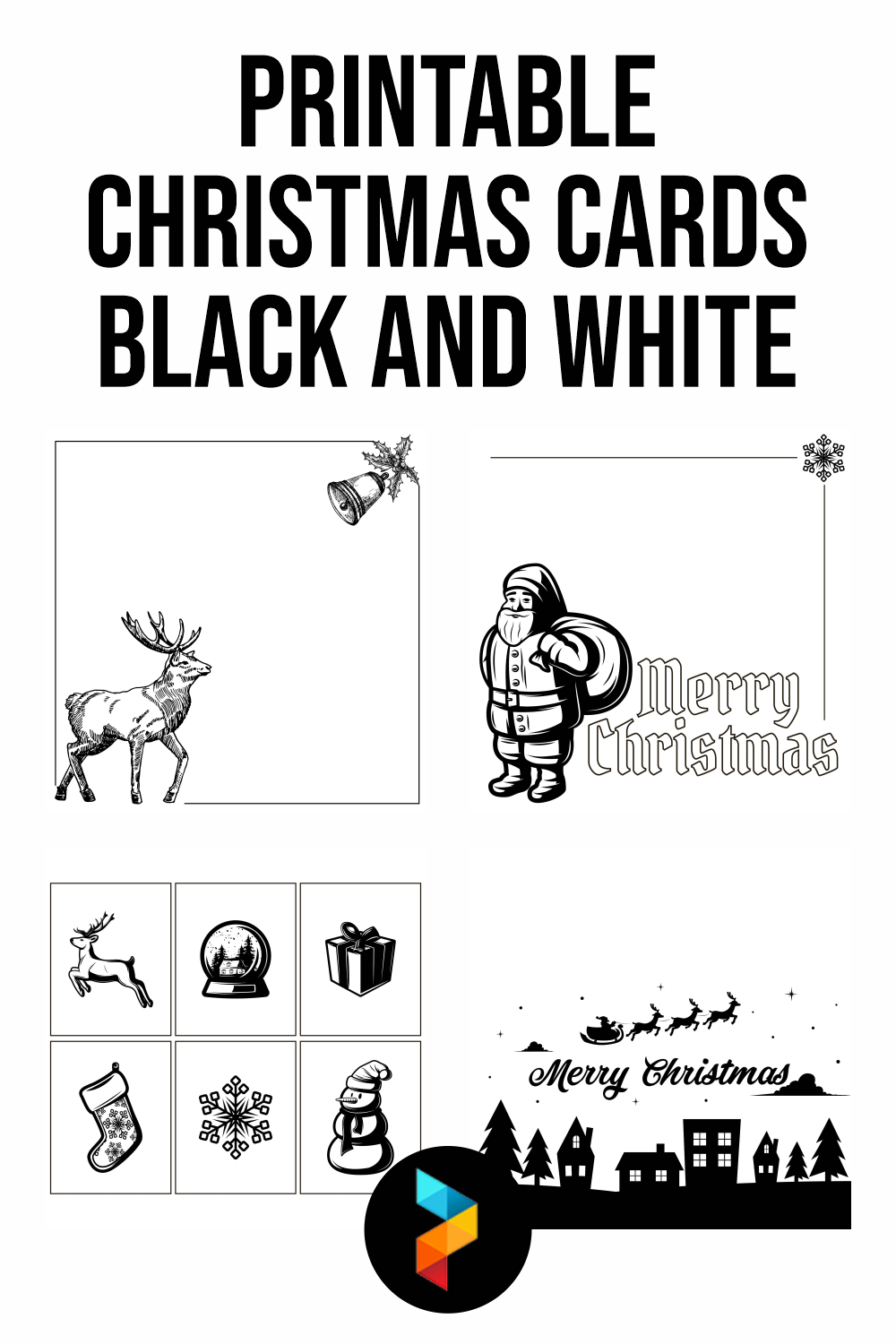 Printable Christmas Cards Black And White