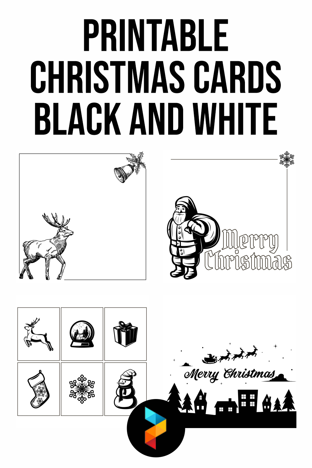 10 Best Printable Christmas Cards Black And White - printablee.com