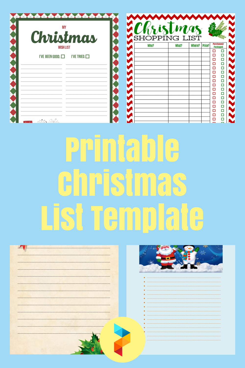 Printable Christmas List Template