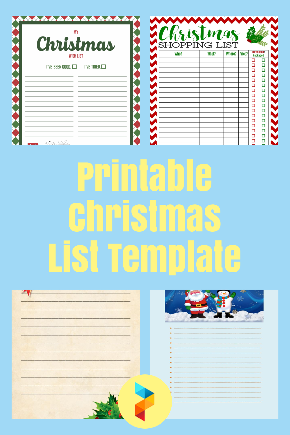 Christmas List Template