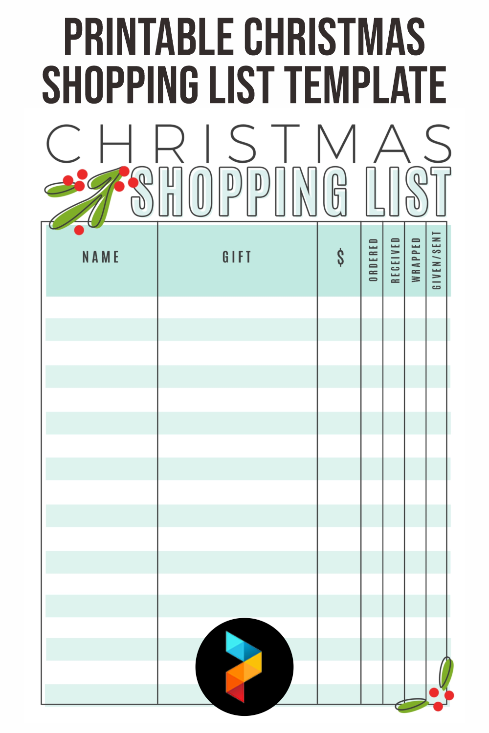Printable Christmas Shopping List Template