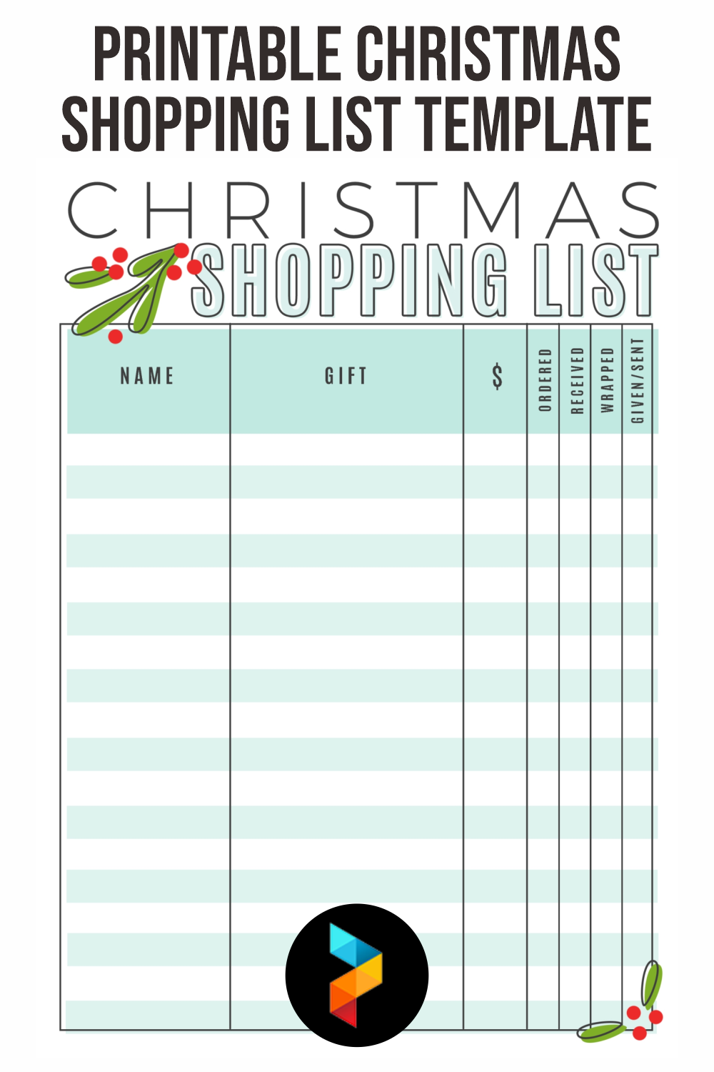 Christmas Shopping List Template