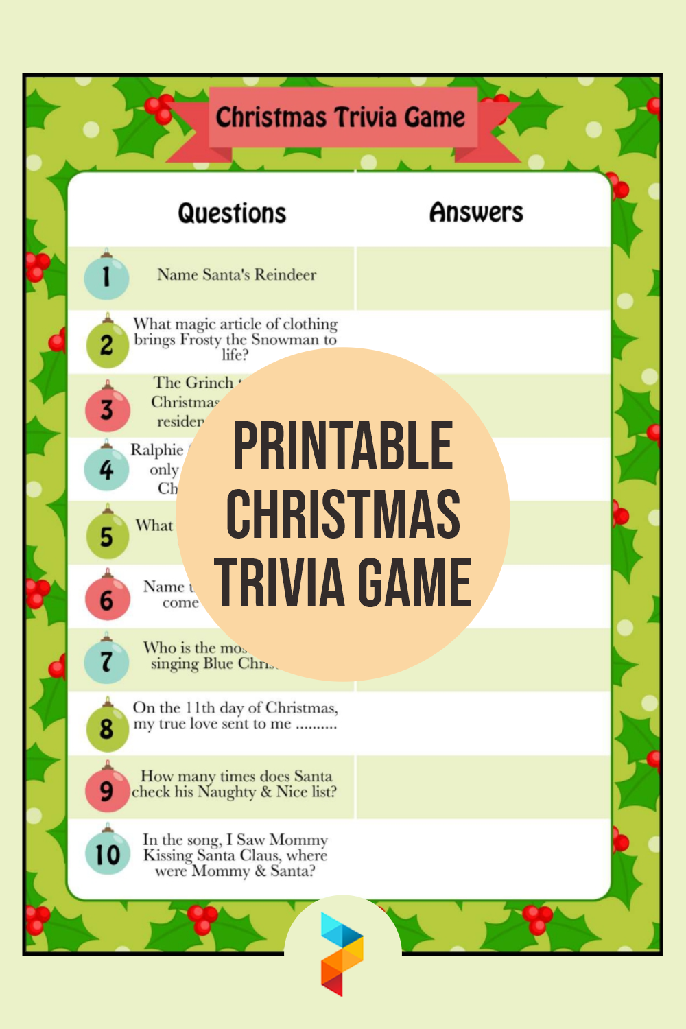 Free Printable Christmas Trivia Games With Answers Printable Form