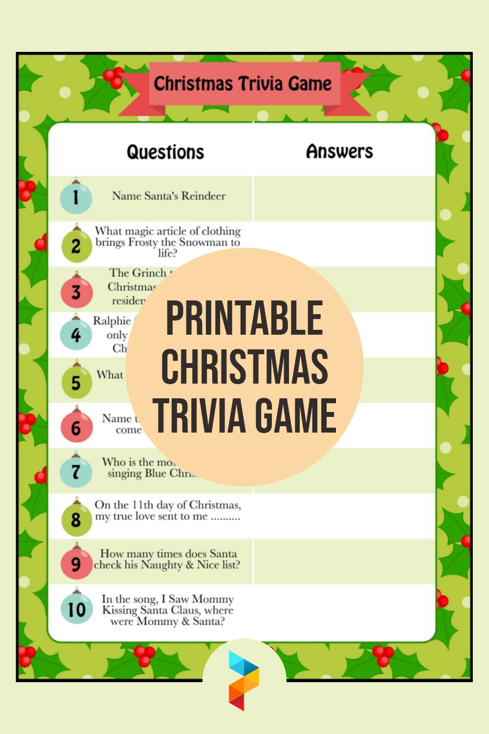 Christmas Trivia Printable Free - Printable World Holiday