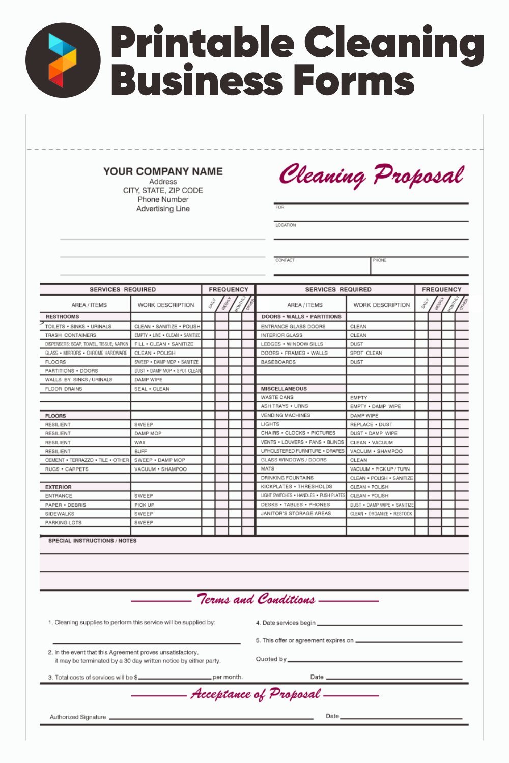 11 Best Free Printable Cleaning Business Forms