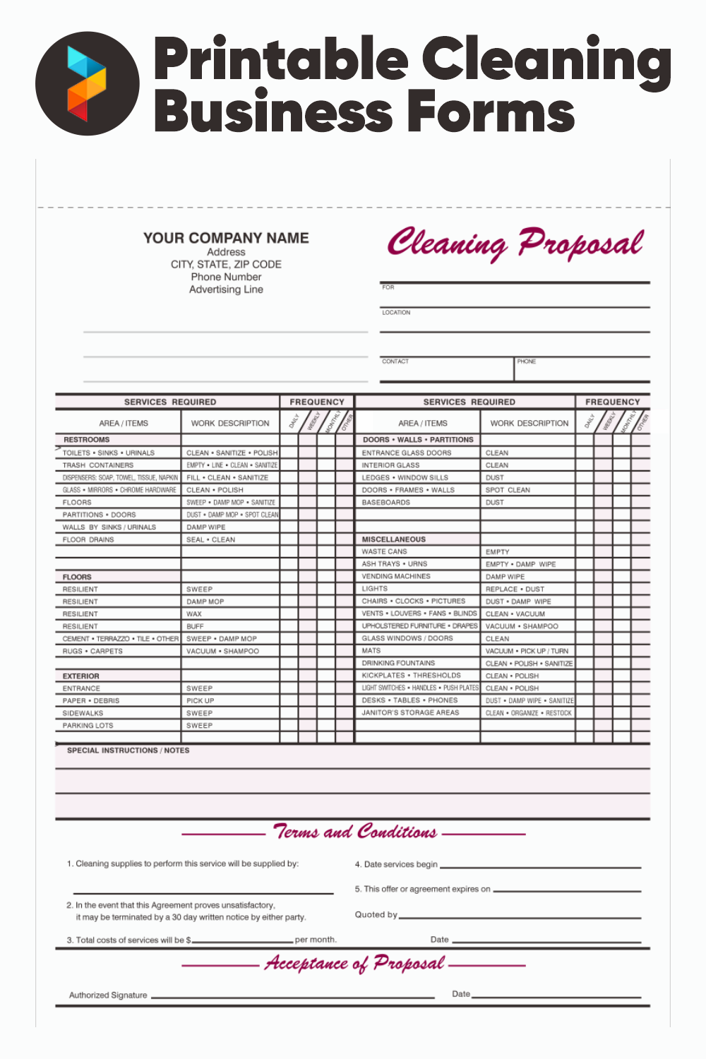 11 Best Free Printable Cleaning Business Forms Printablee