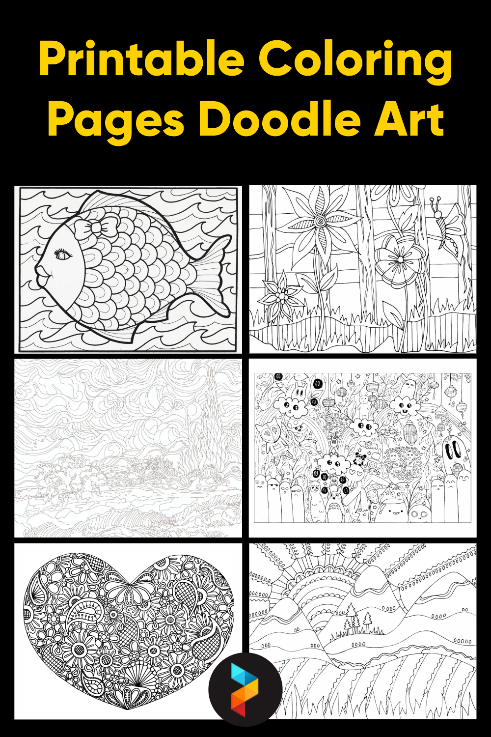 doodle art coloring pages pictures