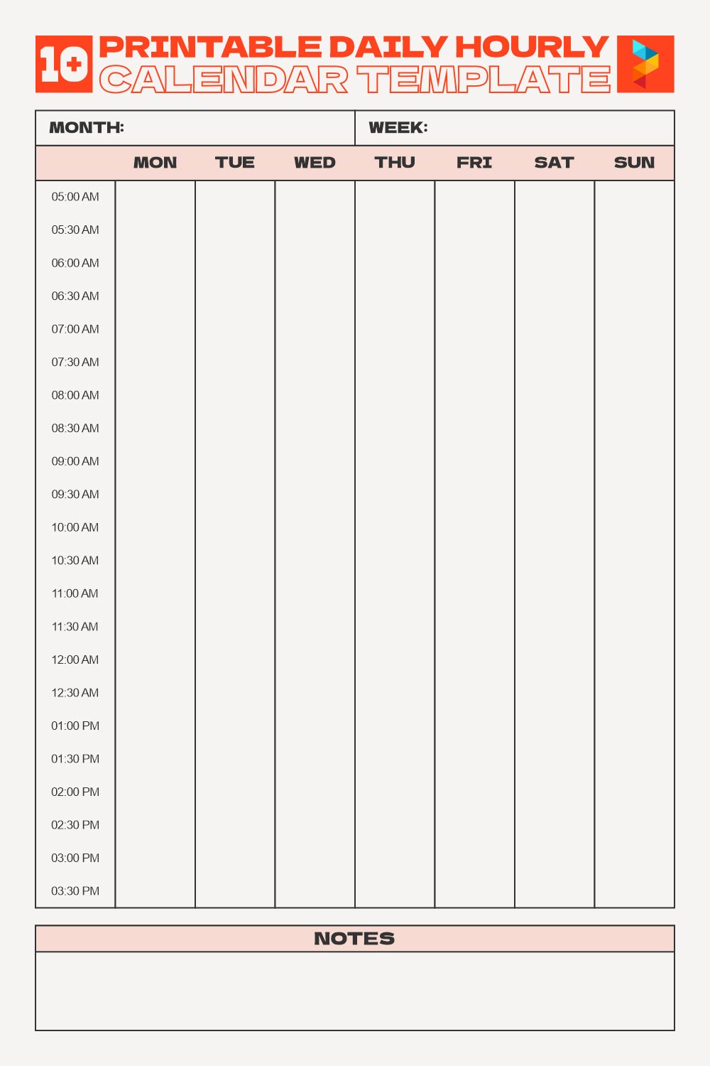 Daily Hourly Calendar Template