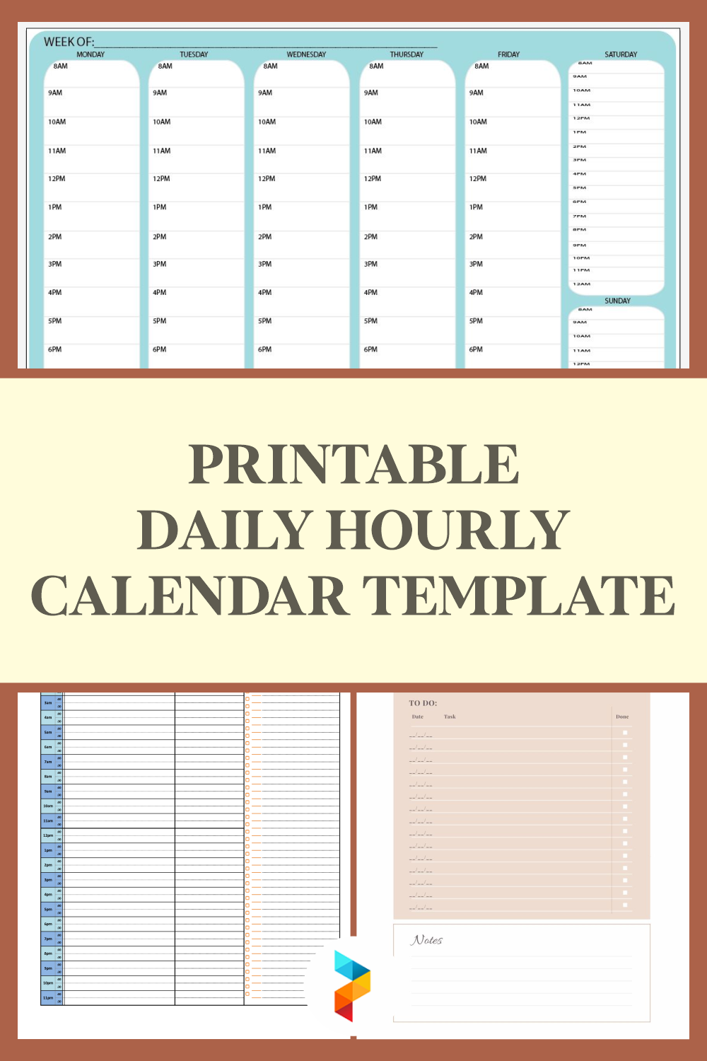 Printable Daily Hourly Calendar Template