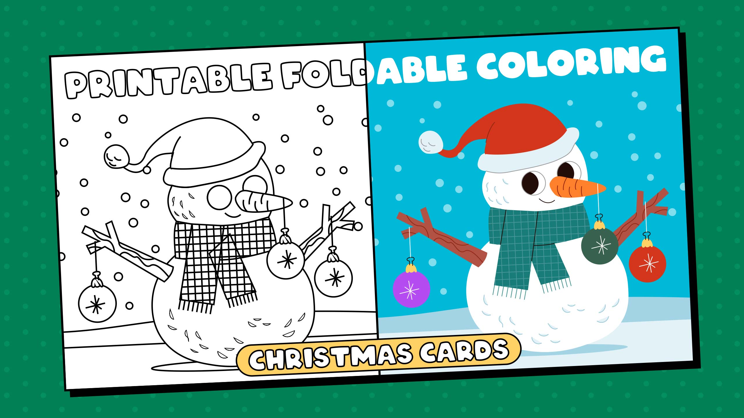 Printable Foldable Coloring Christmas Cards