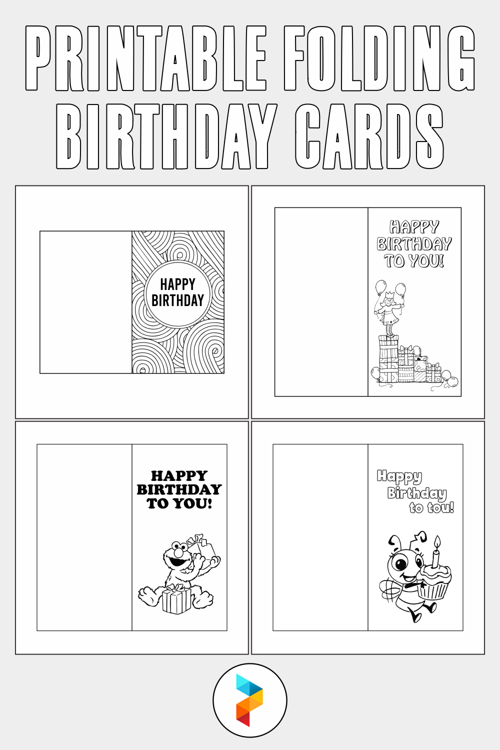 21 Best Printable Folding Birthday Cards - printablee.com Pertaining To Card Folding Templates Free