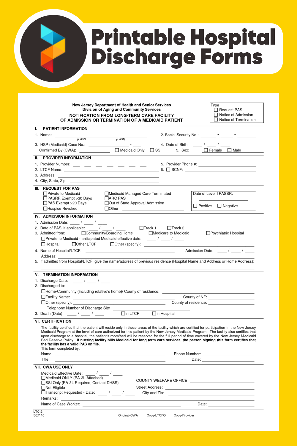 10 Best Free Printable Hospital Discharge Forms PDF for Free at Printablee