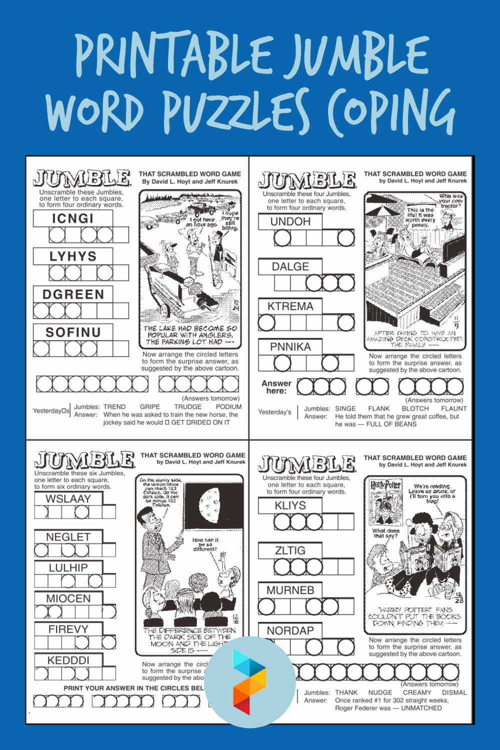 Printable Jumble Word Puzzles Coping