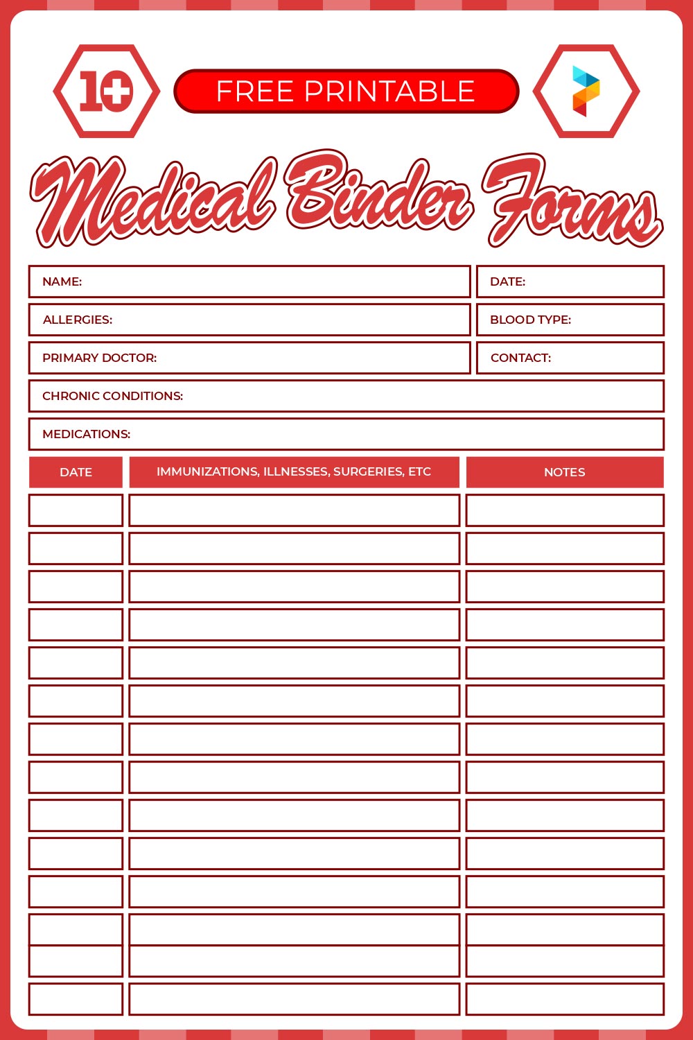 10 Best Free Printable Medical Binder Forms Printablee