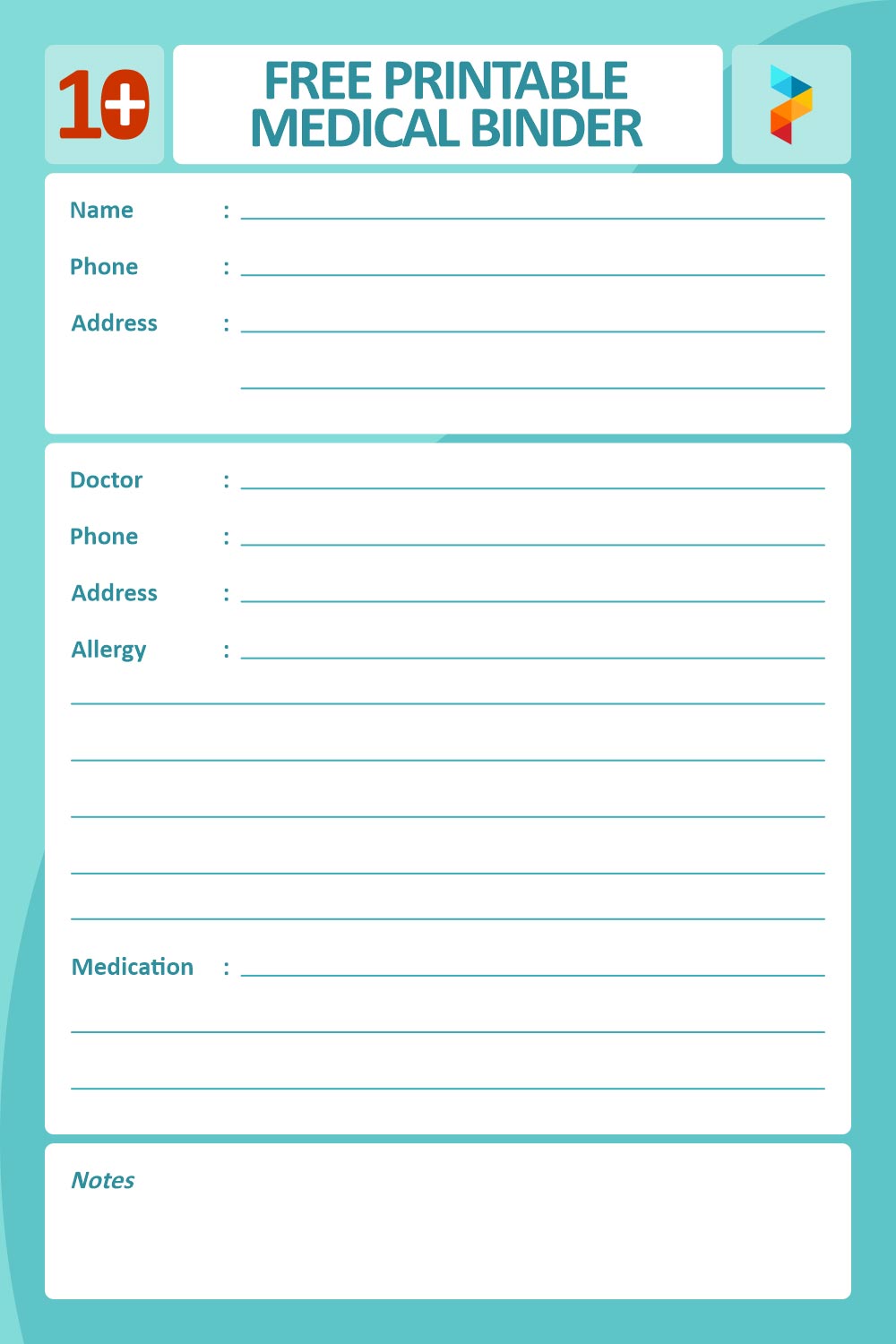 Downloadable Free Printable Medical Binder Forms