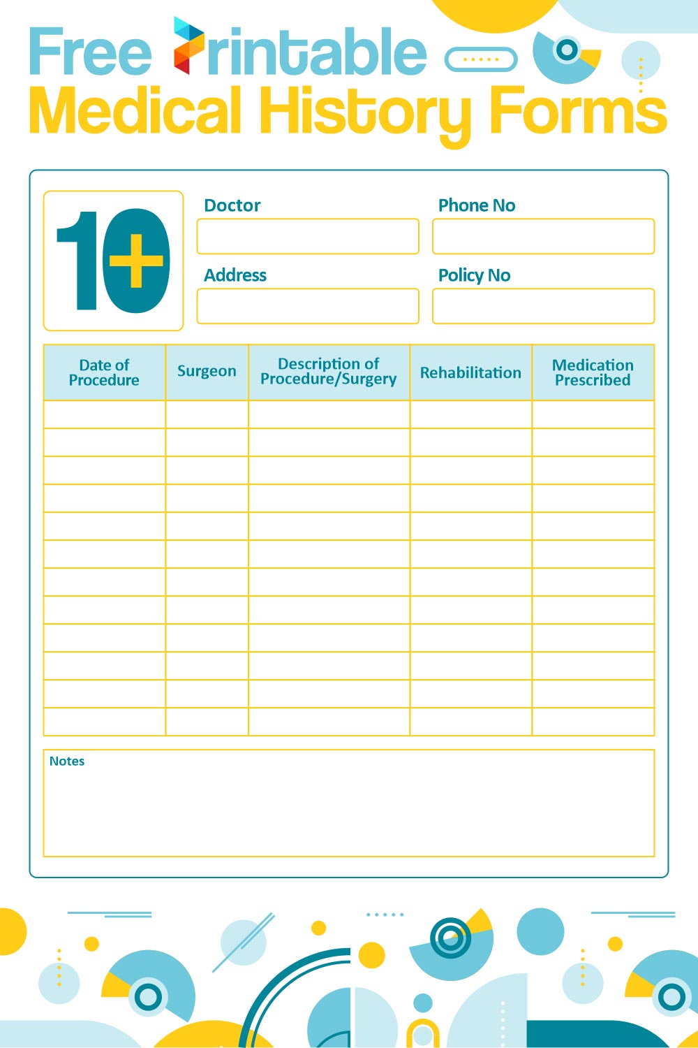 10 Best Free Printable Medical History Forms Printablee