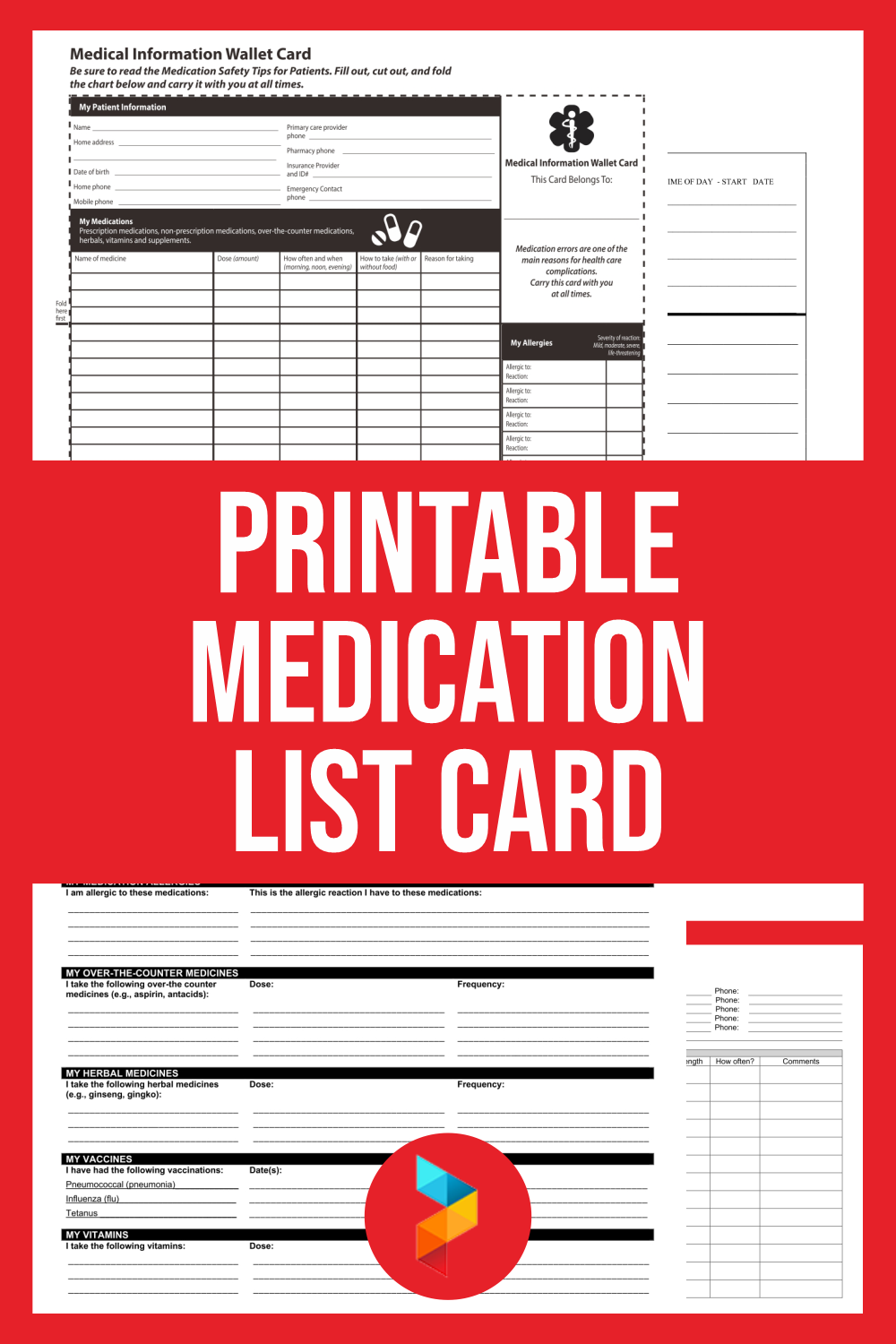 20 Best Printable Medication List Card - printablee.com For Medication Card Template