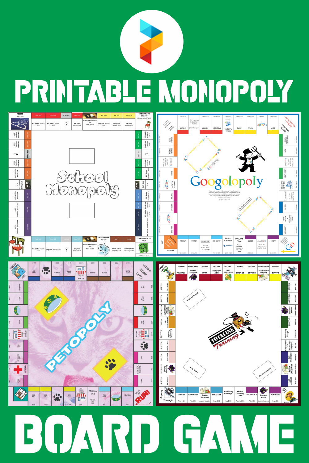 Printable Monopoly Board Game