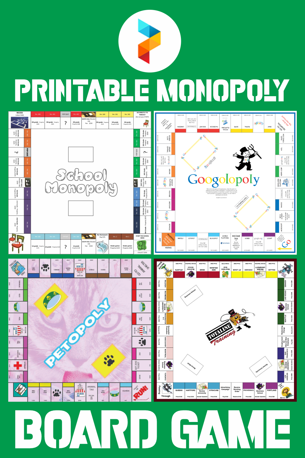 printable monopoly board template