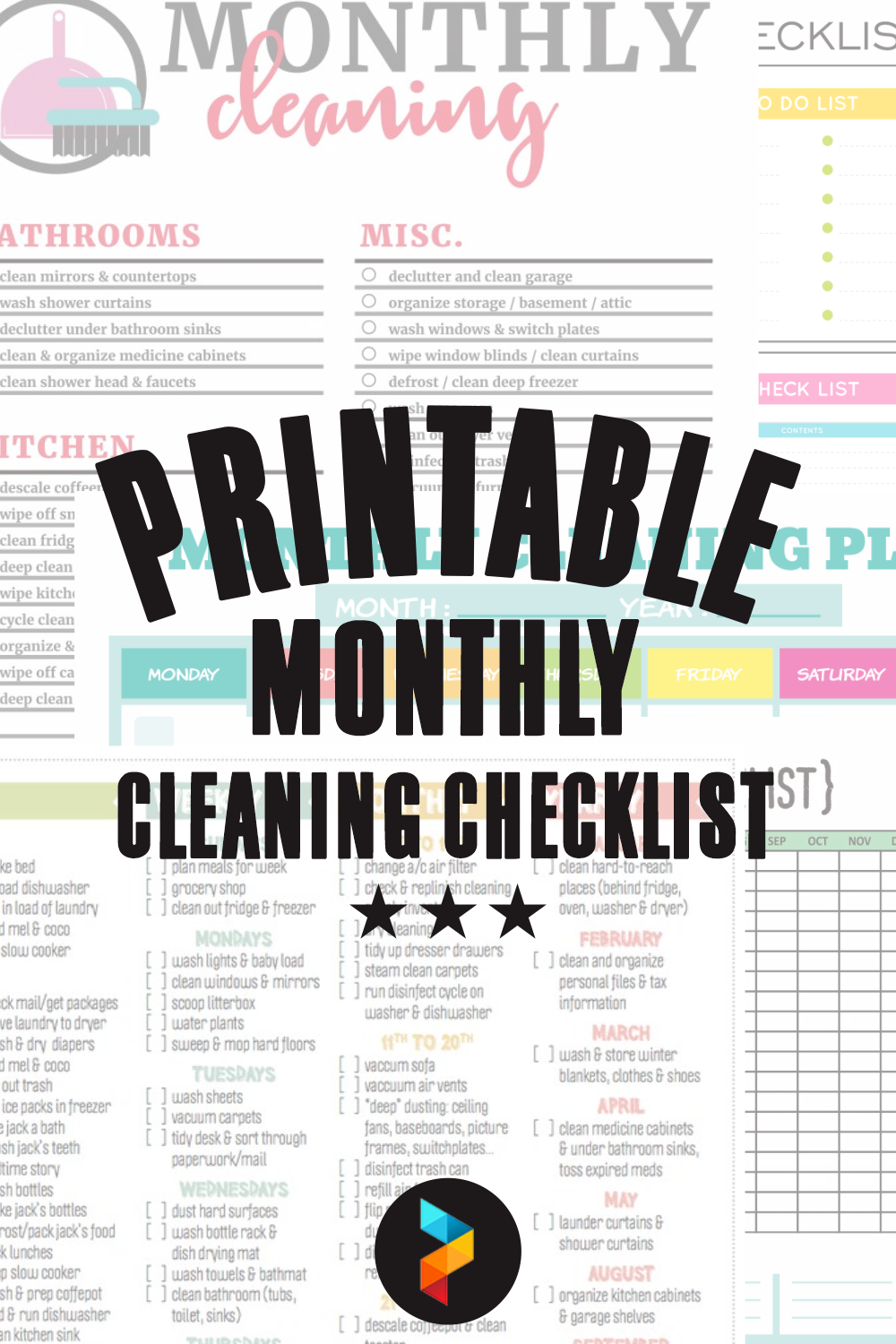 Printable Monthly Cleaning Checklist