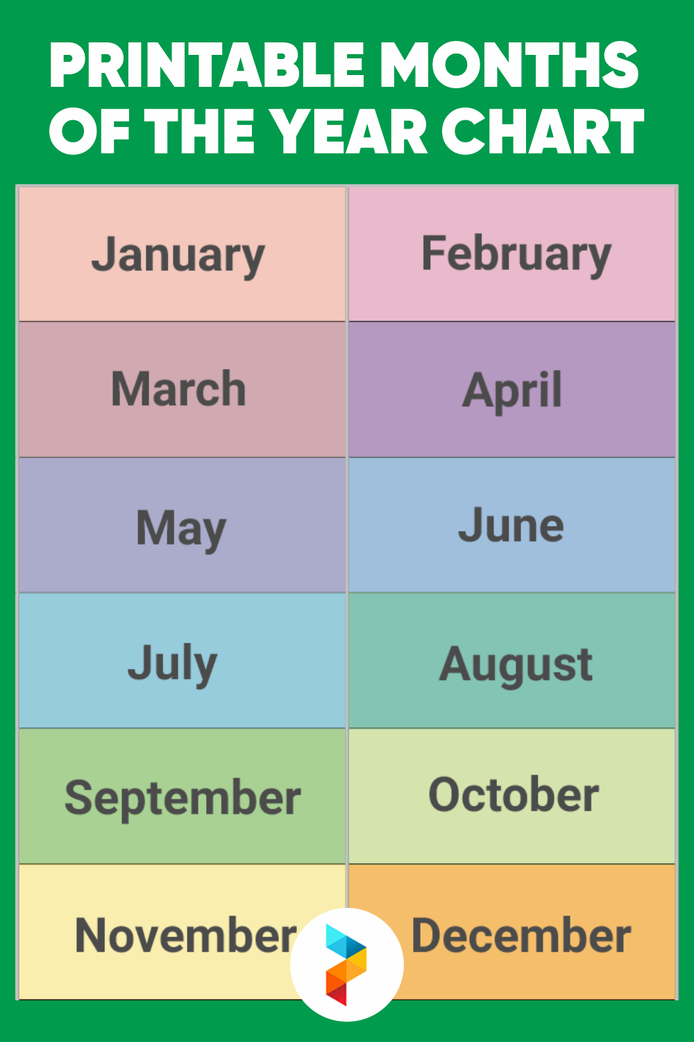 10 Best Free Printable Months Of The Year Chart - printablee.com