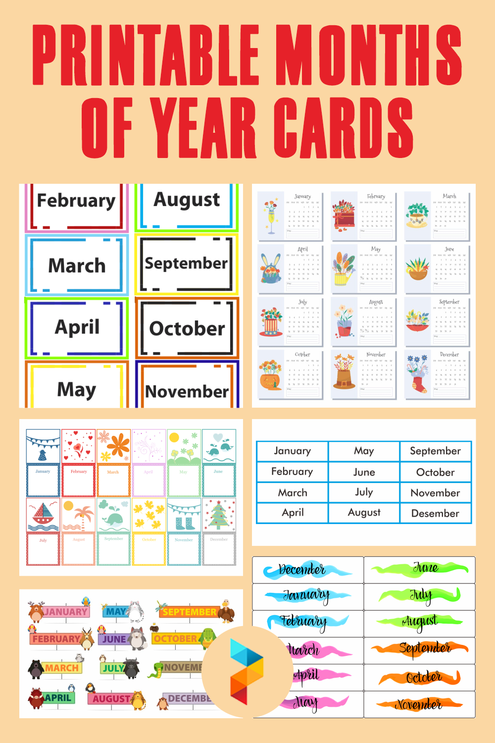 Printable Months Of Year Cards