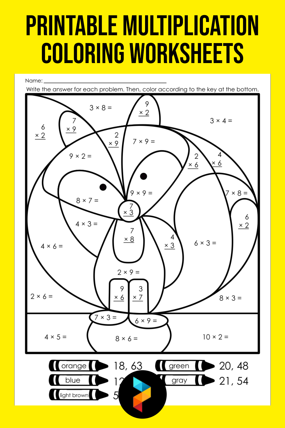 Multiplication Color By Number Worksheets