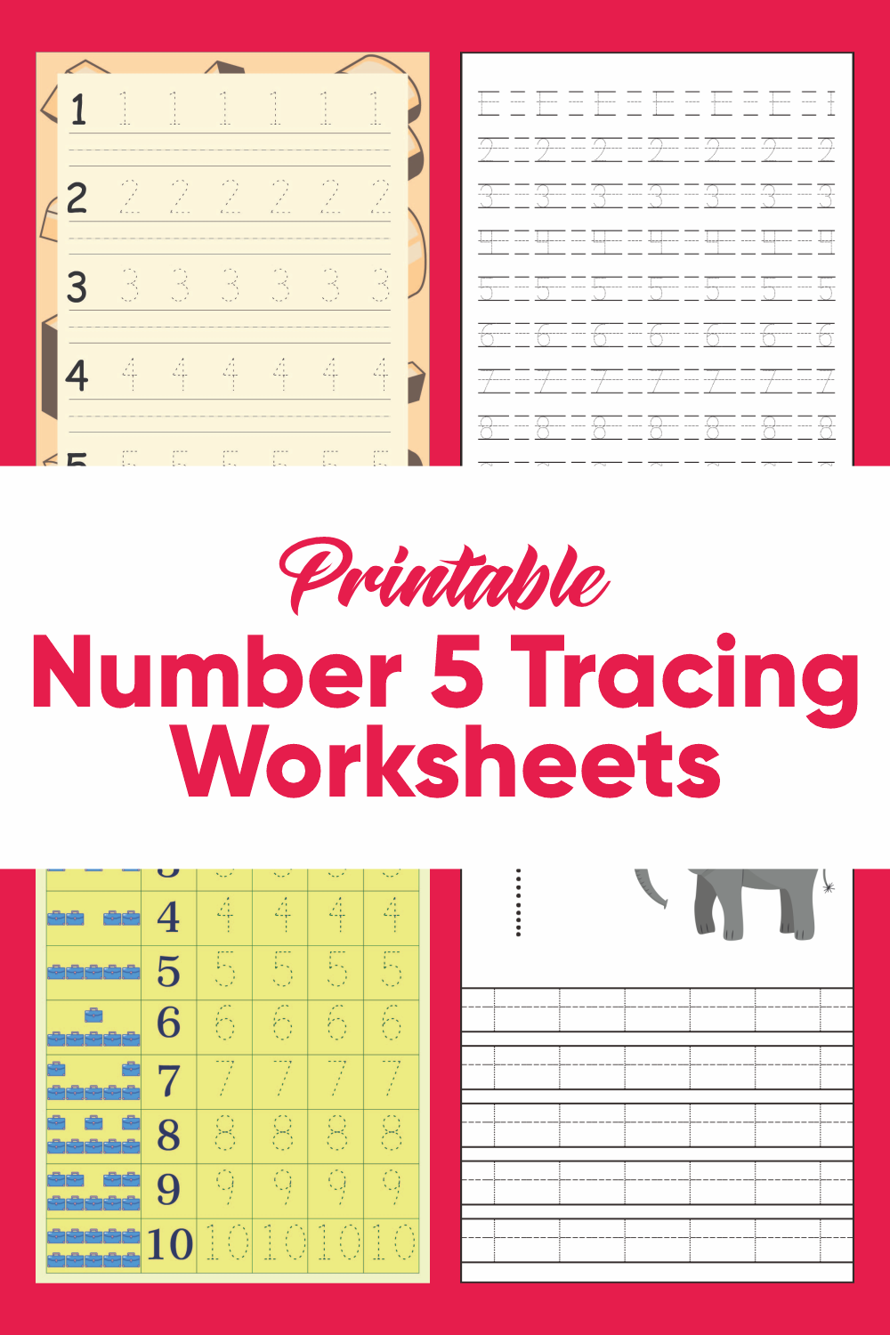 5 best printable number 5 tracing worksheets printablee com