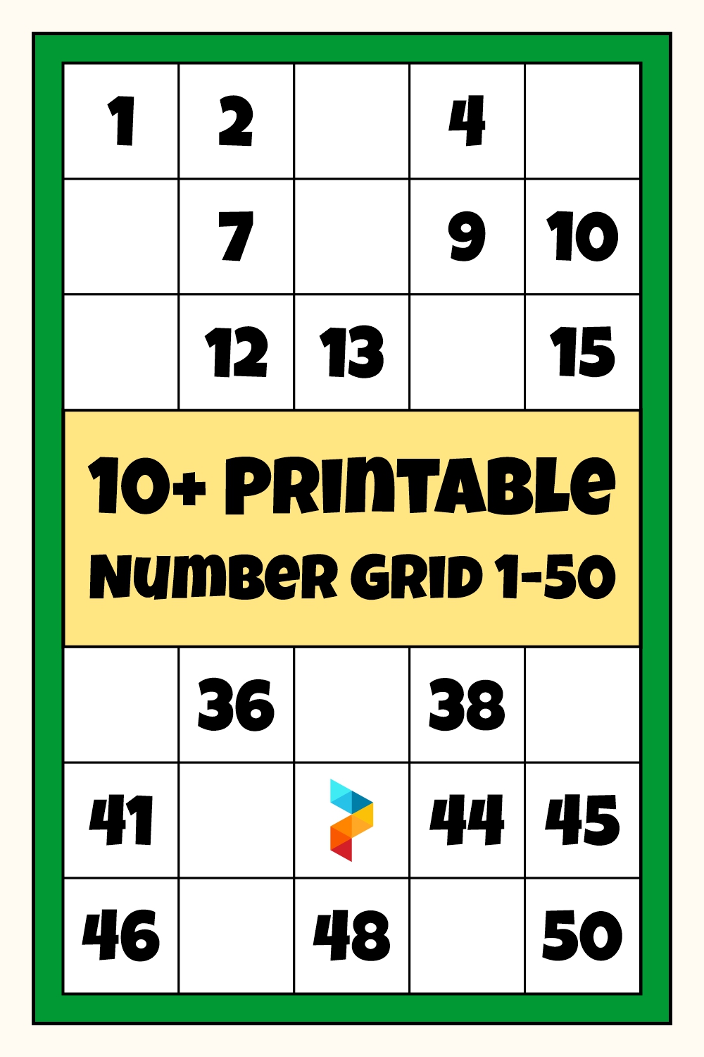 Printable Number Chart 1 50