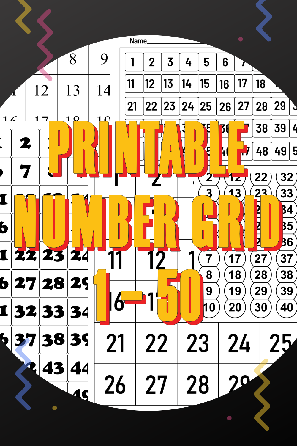 Printable Number Grid 1 50