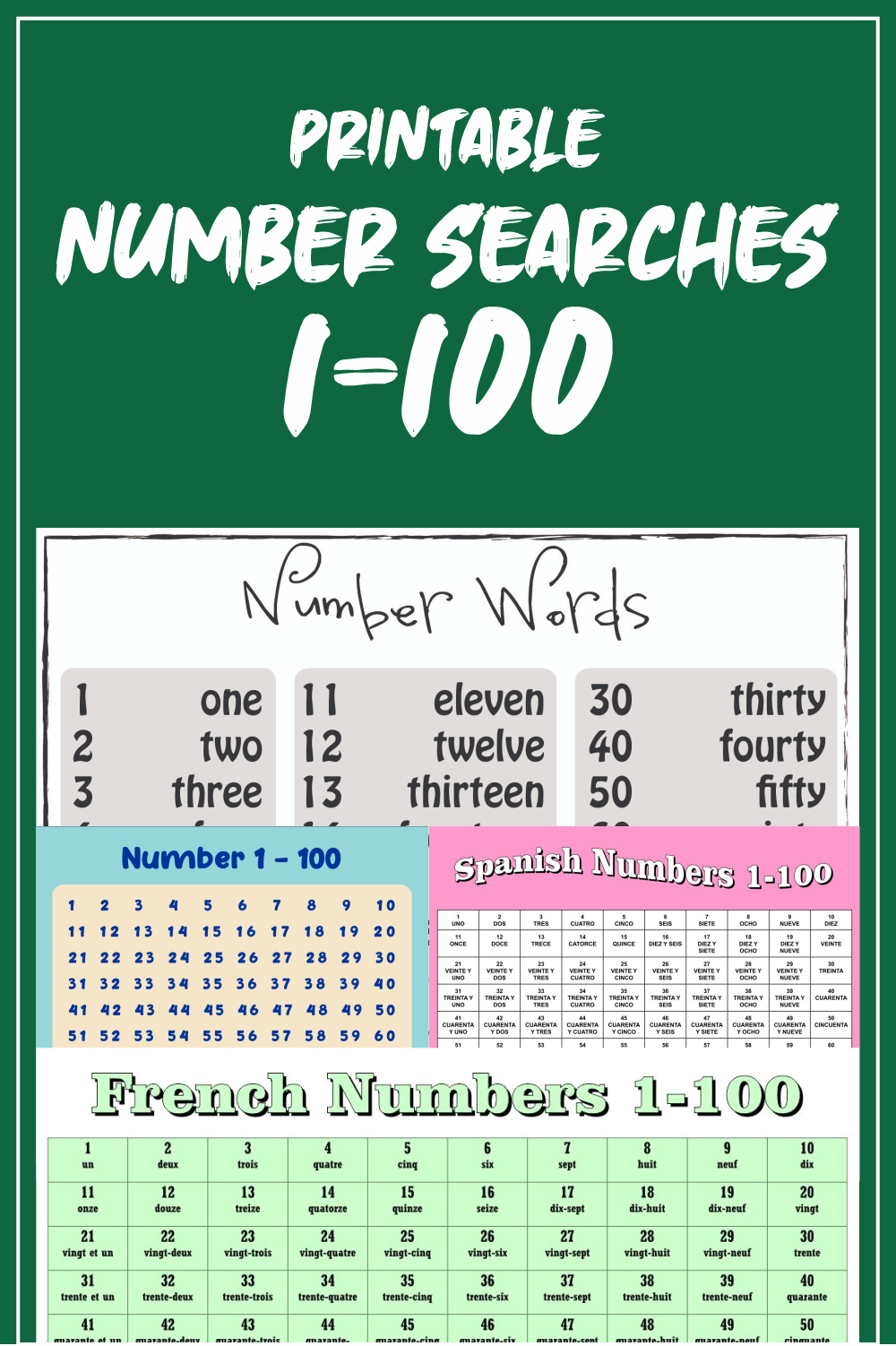 Printable Number Searches 1 100