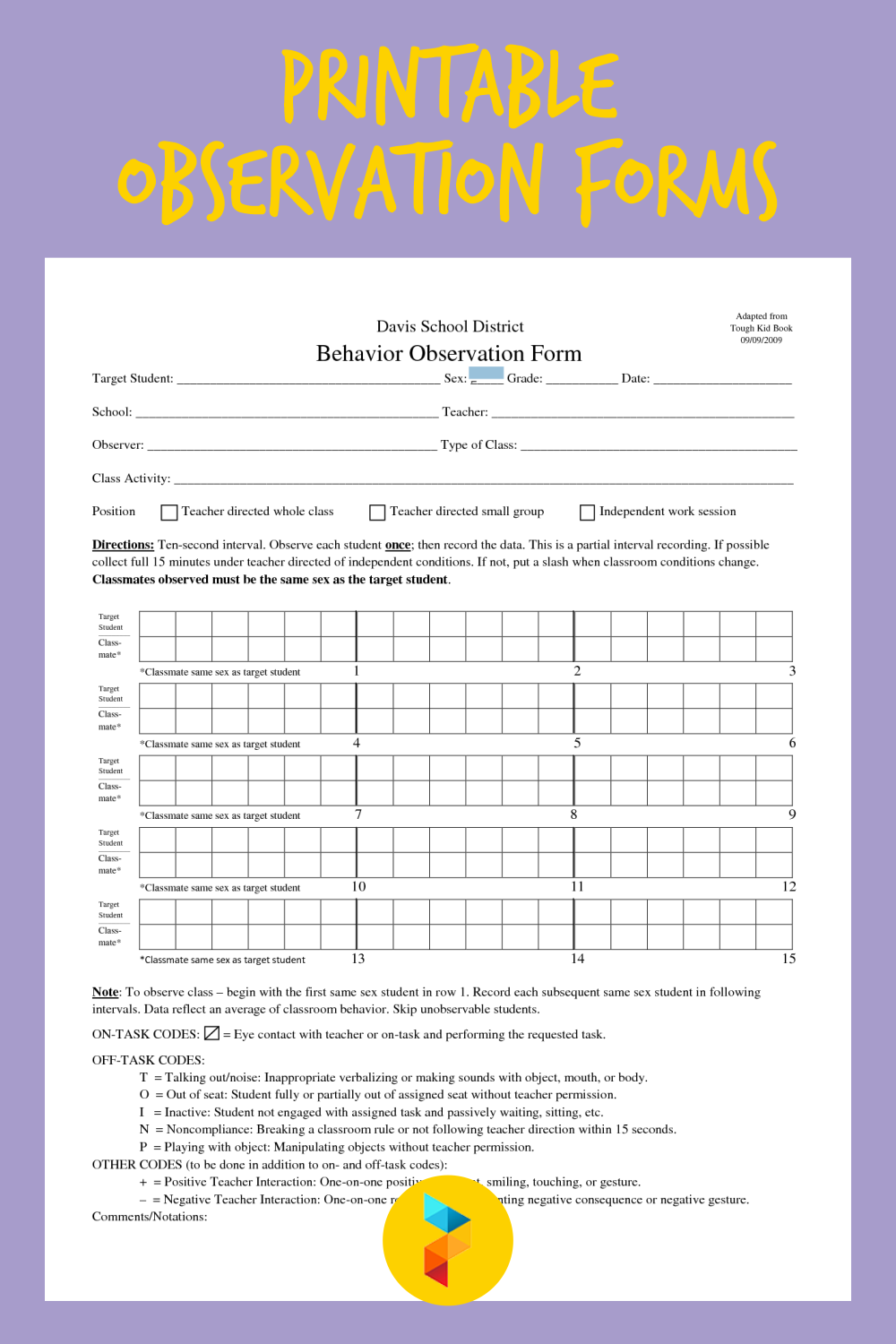 10-best-printable-observation-forms-printablee