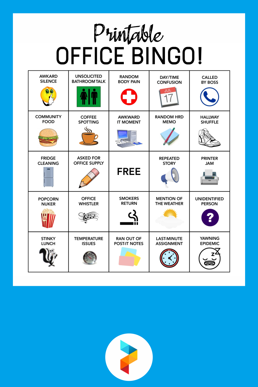 printable chair office bingo