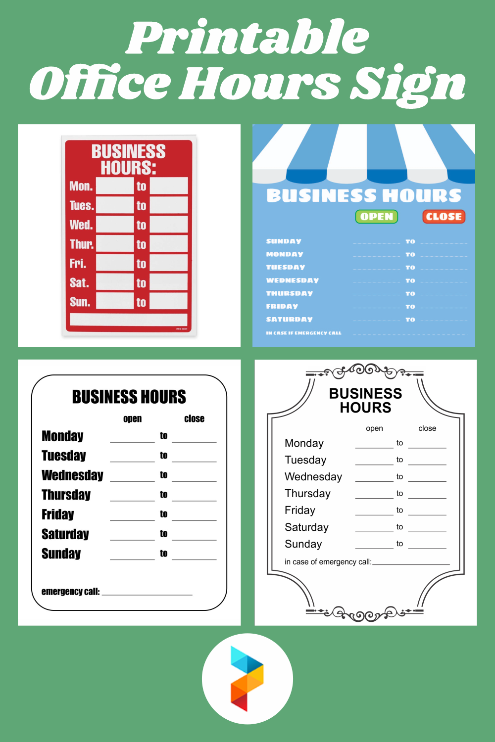 Printable Office Hours Sign