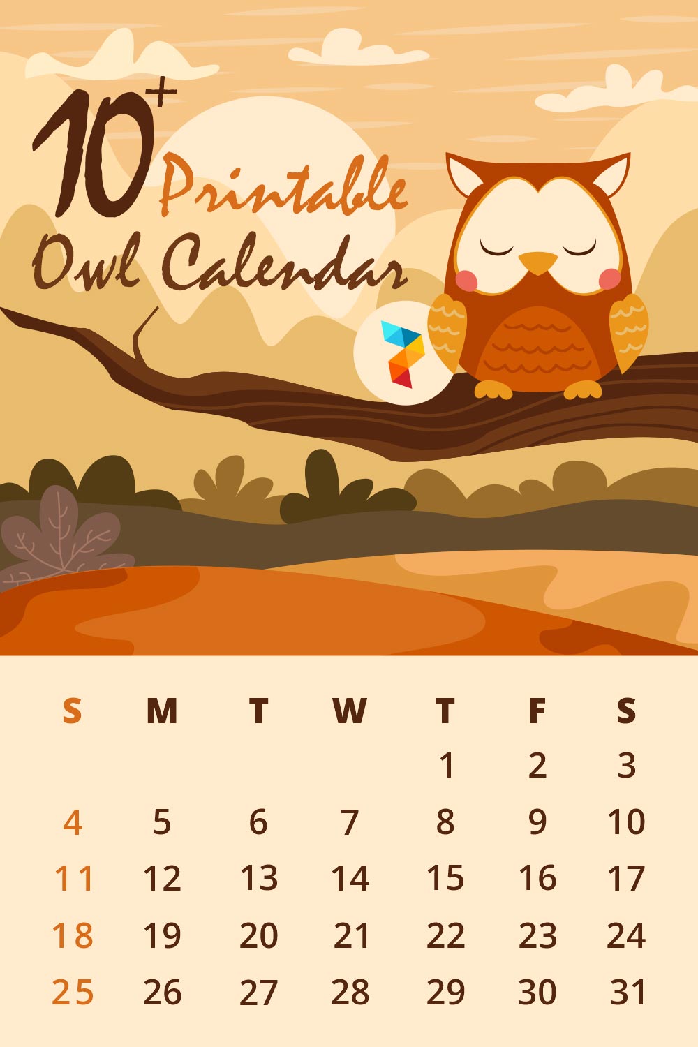 Printable Owl Calendar