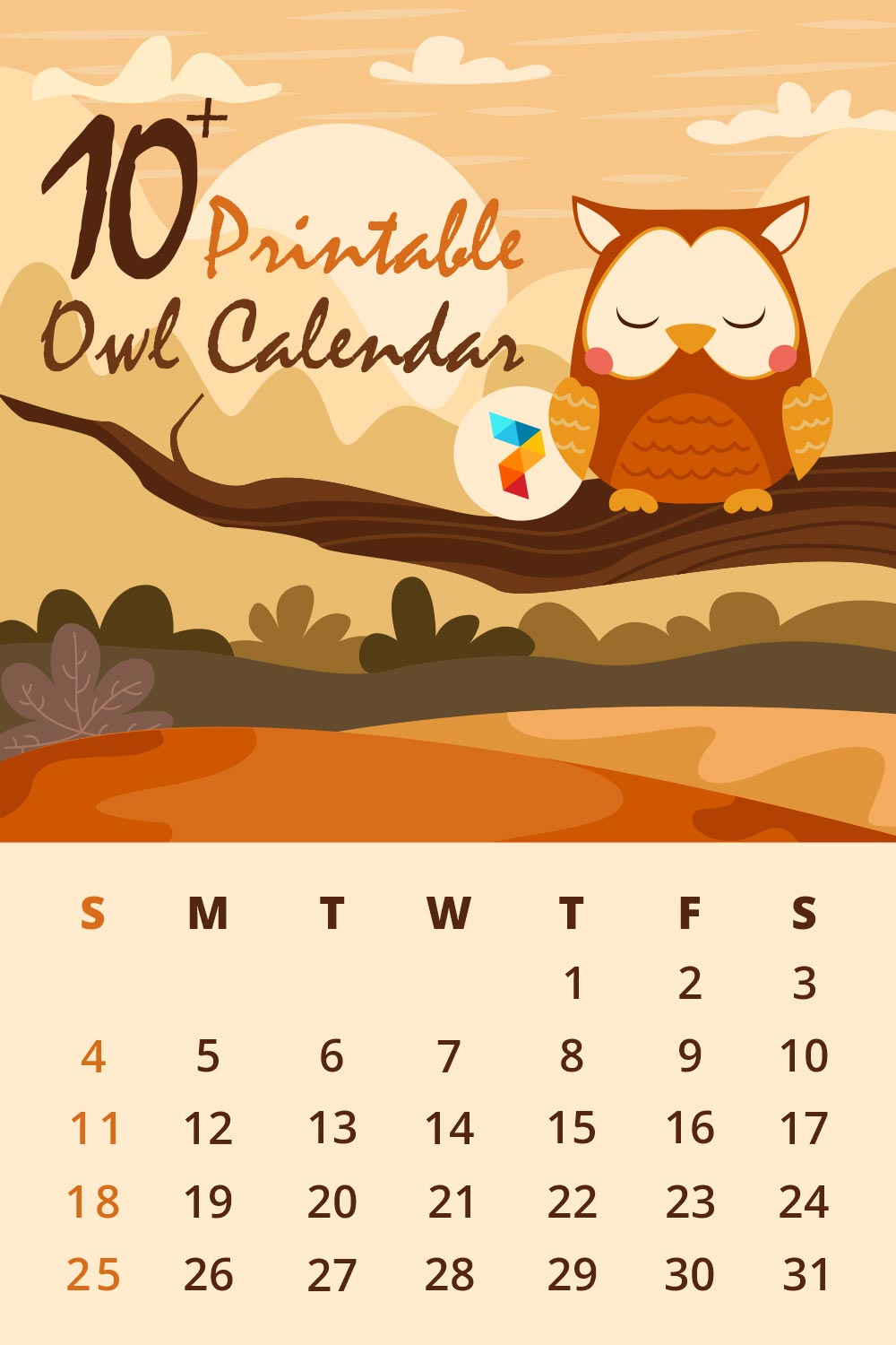 10 Best Printable Owl Calendar PDF for Free at Printablee