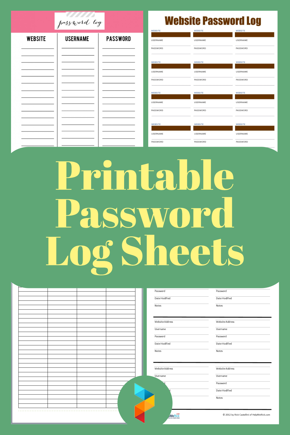 Password Log Sheet Printable